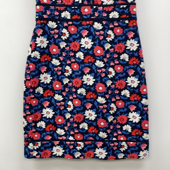 Kate Spade Floral Daisy Jacquard Sleeveless Sheath Mini Dress Boho Preppy Navy 2 - Picture 4 of 9